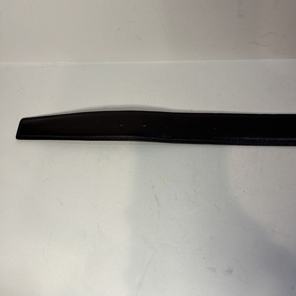 Ermenegildo Zegna Vintage Brown Leather Men's Belt Waist Sz 34 Silver Buckle - Picture 4 of 5